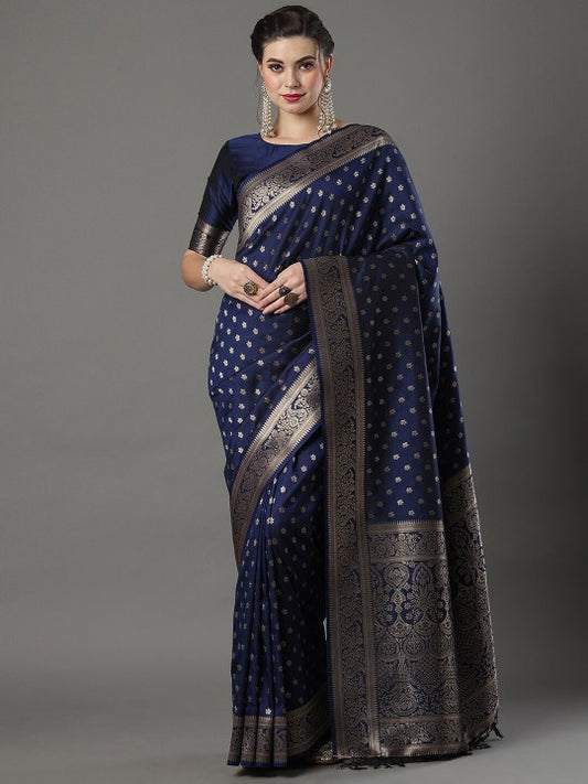 Woven Design Zari Silk Blend Banarasi Saree