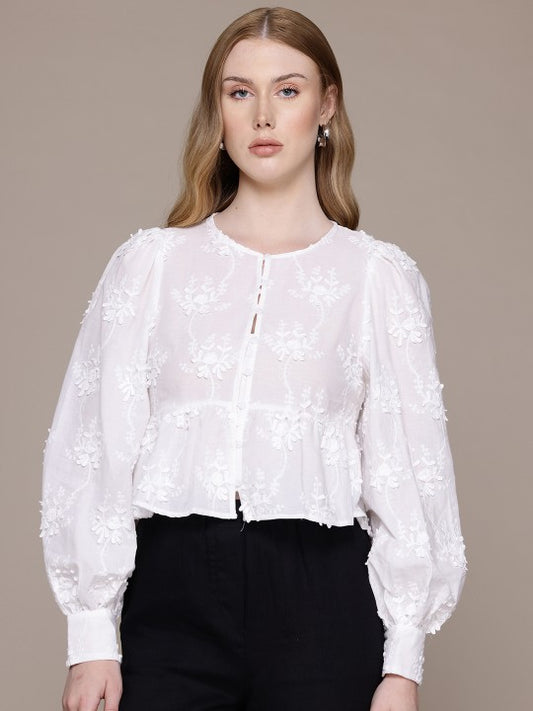 Floral Embroidered Cotton Top