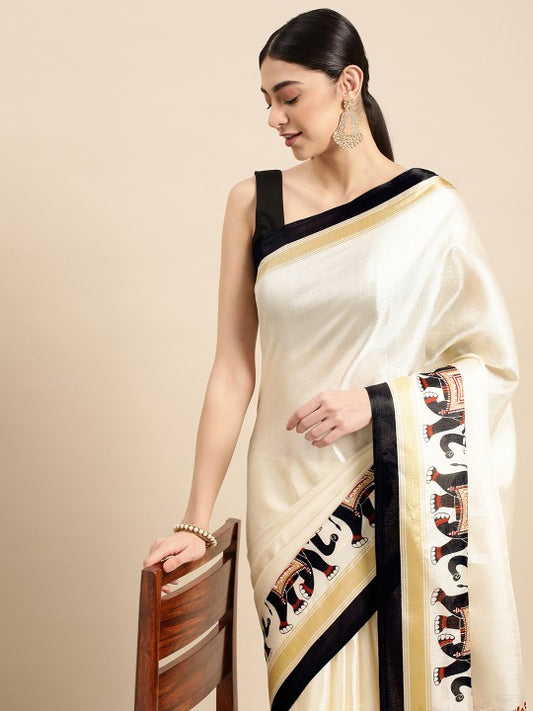 Ethnic Motifs Silk Blend Saree