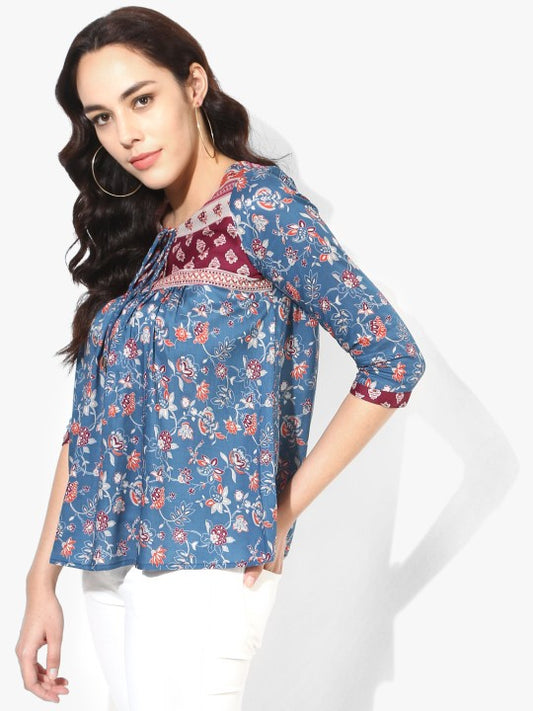 Women Blue Printed Top