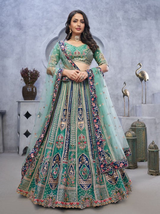 Embellished Sequinned Semi-Stitched Lehenga & Unstitched Blouse With Dupatta