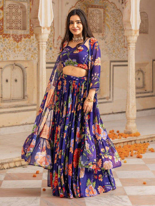 Floral Printed Ready to Wear Lehenga & Blouse With Jacket