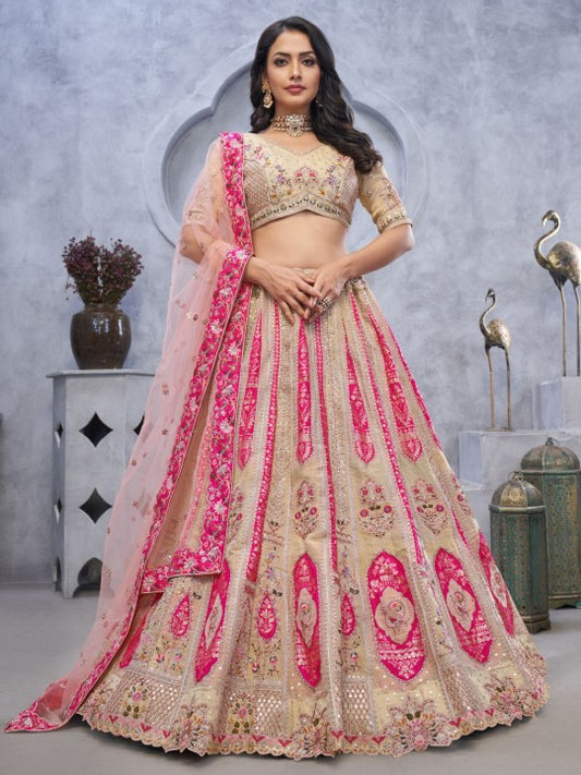 Embellished Sequinned Semi-Stitched Lehenga & Unstitched Blouse With Dupatta