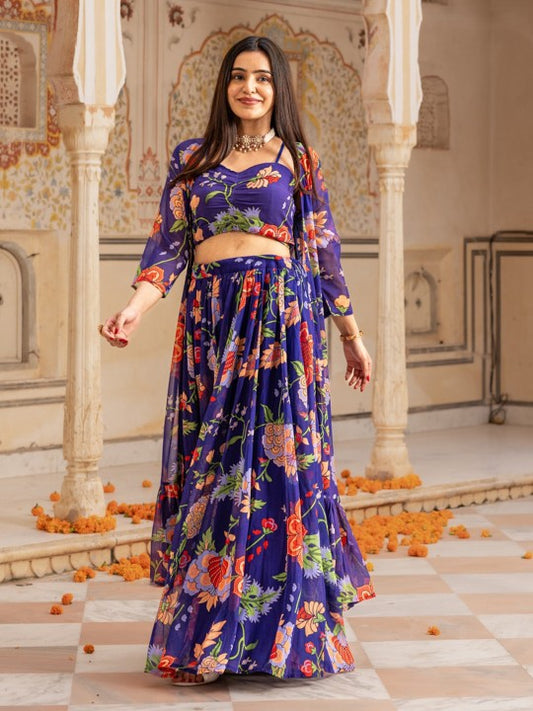 Floral Printed Ready to Wear Lehenga & Blouse With Jacket