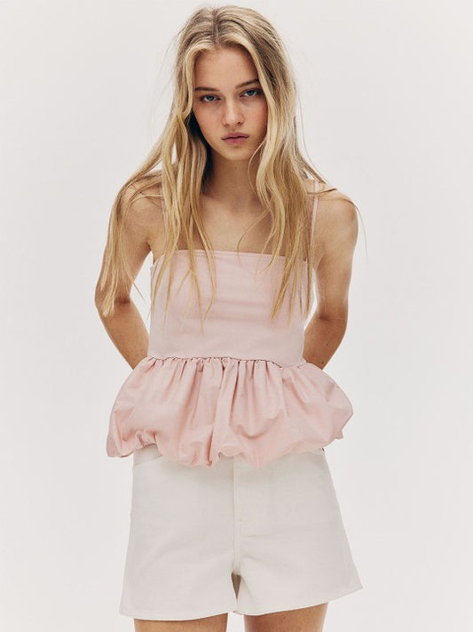 Bubble-Hem Strappy Top