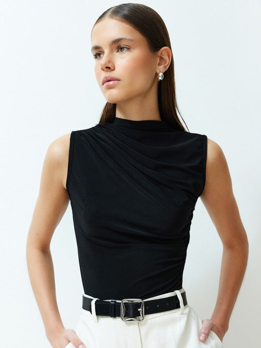 High Neck Sleeveless Regular Top