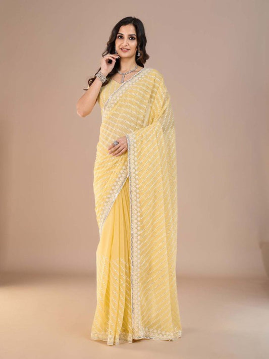 Floral Sequinned Saree