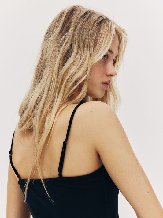 Bubble-Hem Strappy Top