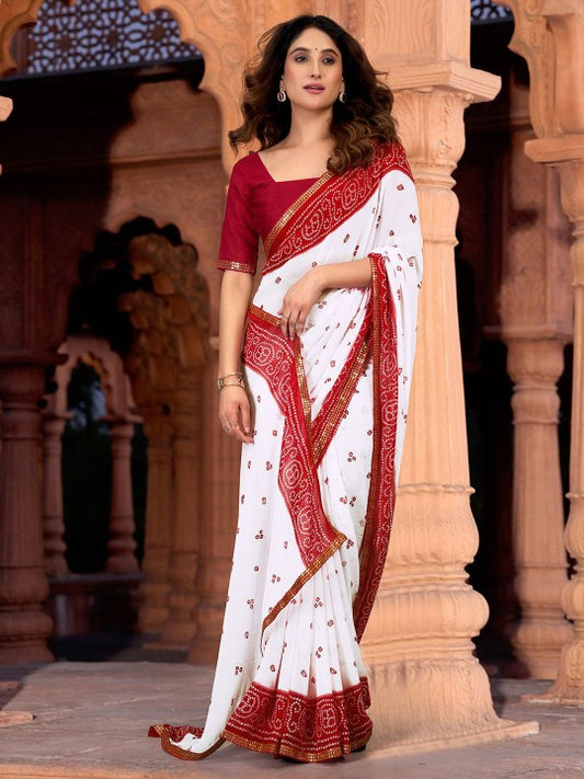 Bandhani Sequinned Pure Georgette Bandhani Saree