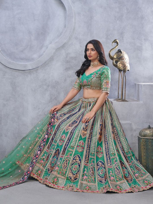 Embellished Sequinned Semi-Stitched Lehenga & Unstitched Blouse With Dupatta