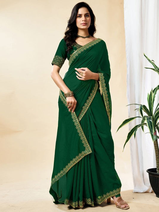 Embroidered Silk Blend Tussar Saree