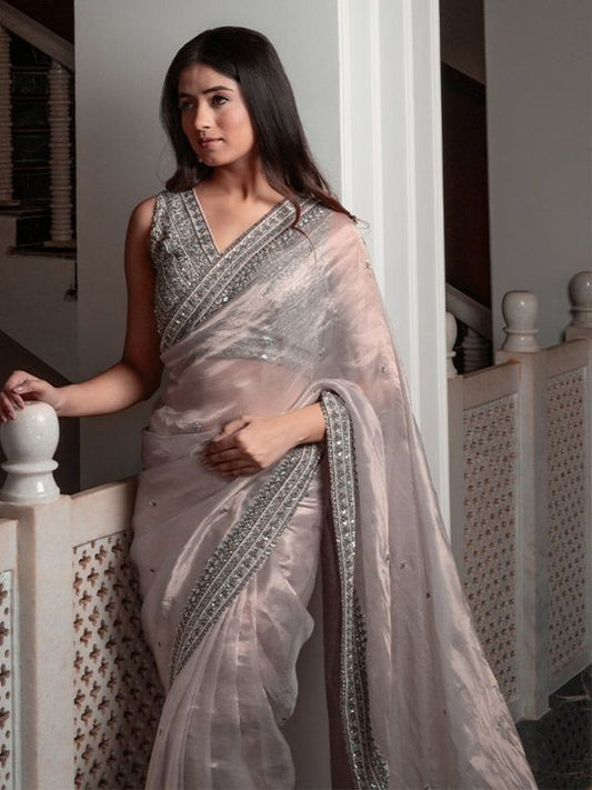 Embellished Embroidered Pure Georgette Saree