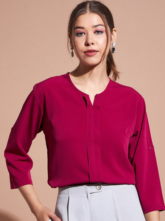 Round Neck Three-Quarter Sleeves Top