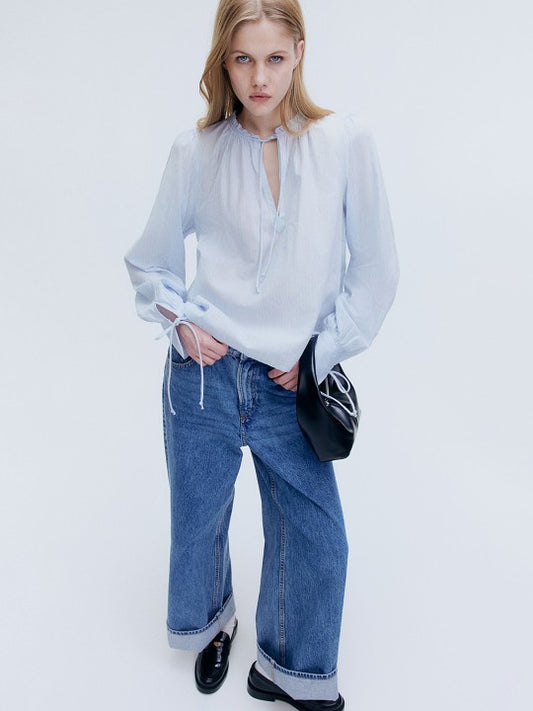Women Tie-Detail Cotton Top