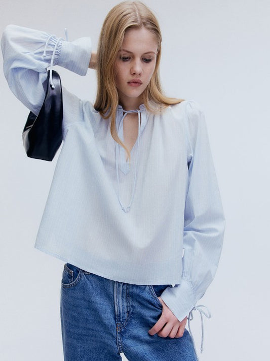 Women Tie-Detail Cotton Top