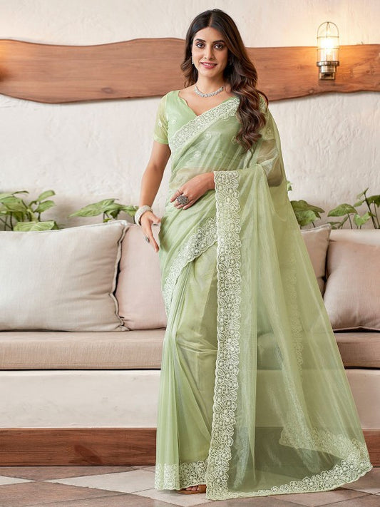 Embellished Embroidered Organza Saree