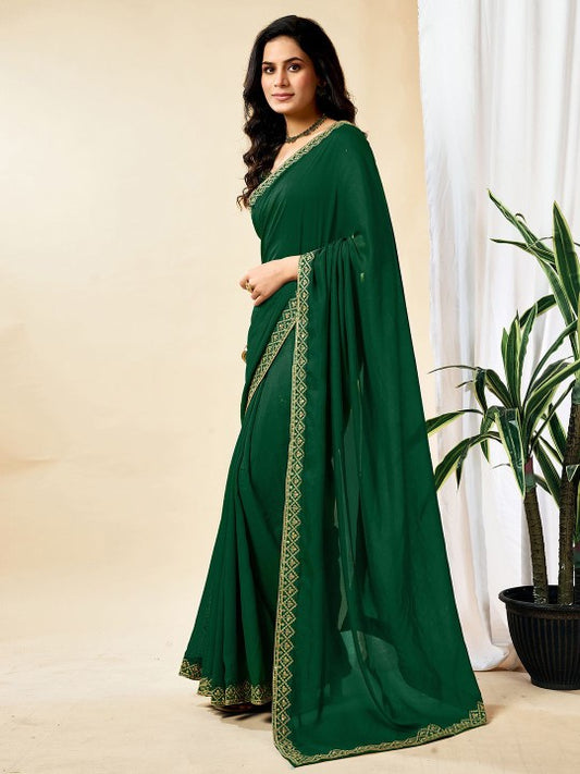 Embroidered Silk Blend Tussar Saree