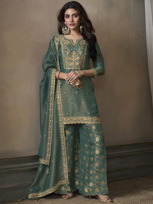 Women Floral Embroidered Regular Kurti with Sharara & Dupatta