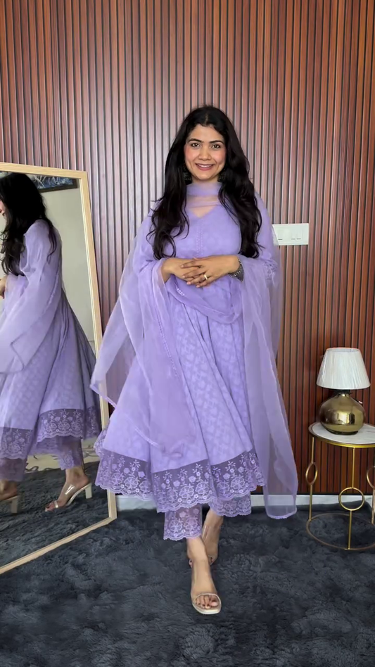 Women Georgette Kurti Dupatta Set