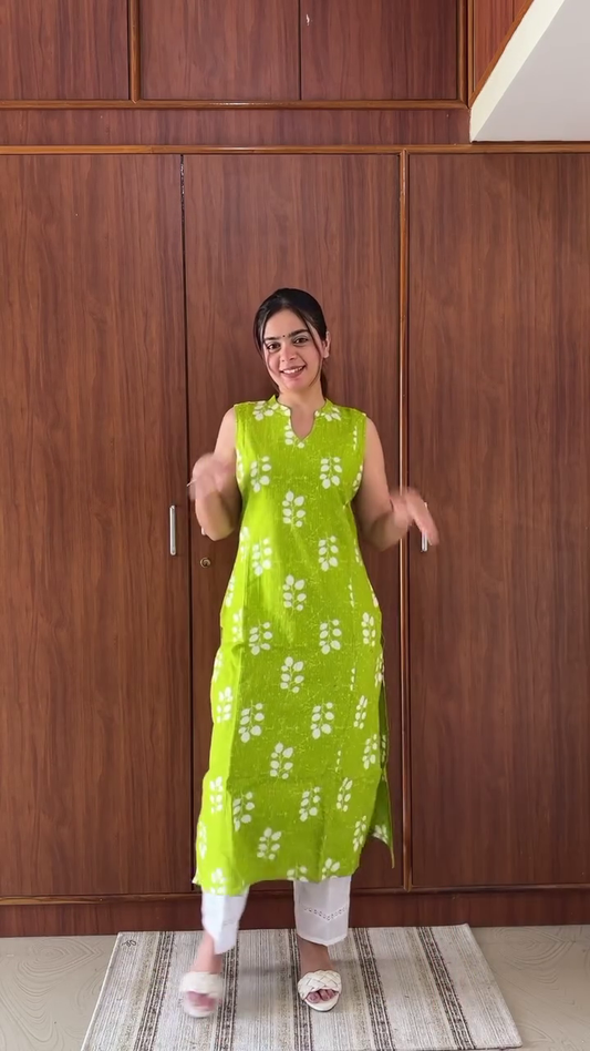 Women's Trendy Cotton Katha Printed Kurta With Pant set
