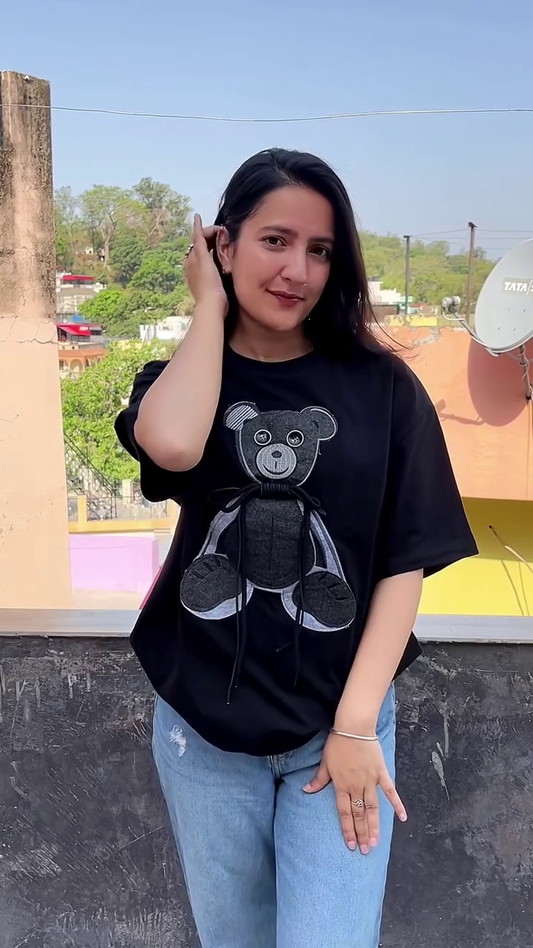Round Neck Graphic Printed Cotton Oversized T-shirt